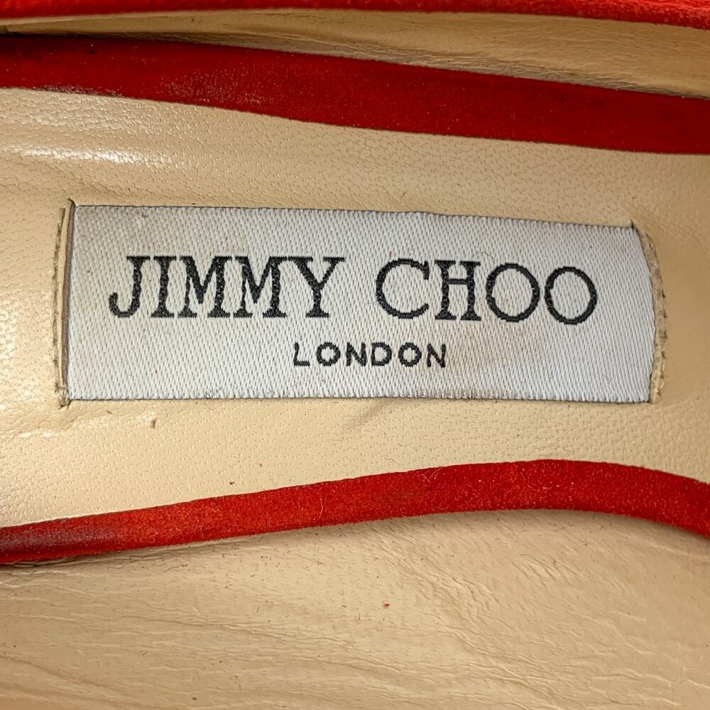 Jimmy Choo Romy 100 Red Suede Pointed Toe Pumps EU 37 Stiletto Heels - Picture 9 of 11